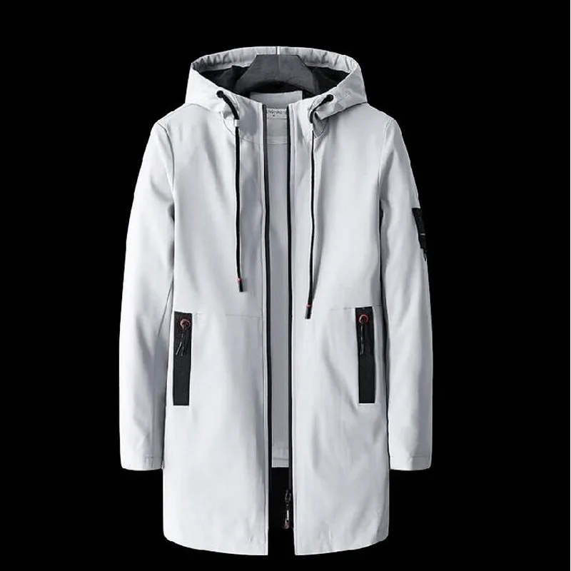 Тренчкот мужской Модная приталенная Молодежная ветрозащитная длинная куртка