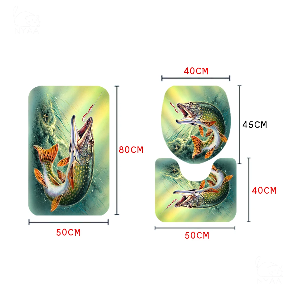 Мяу бас рыбы и удочка Ванная комната комплект с бюстгальтером цвета: зеленый