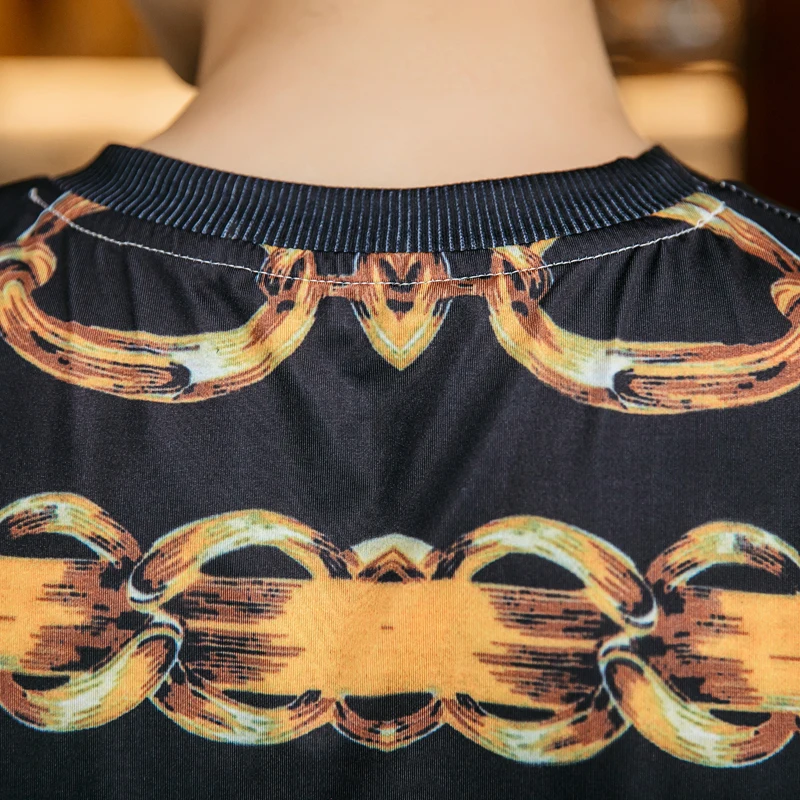 

Summer men's flower clothes personalized round collar chain men's short sleeve T-shirt men's T-shirt