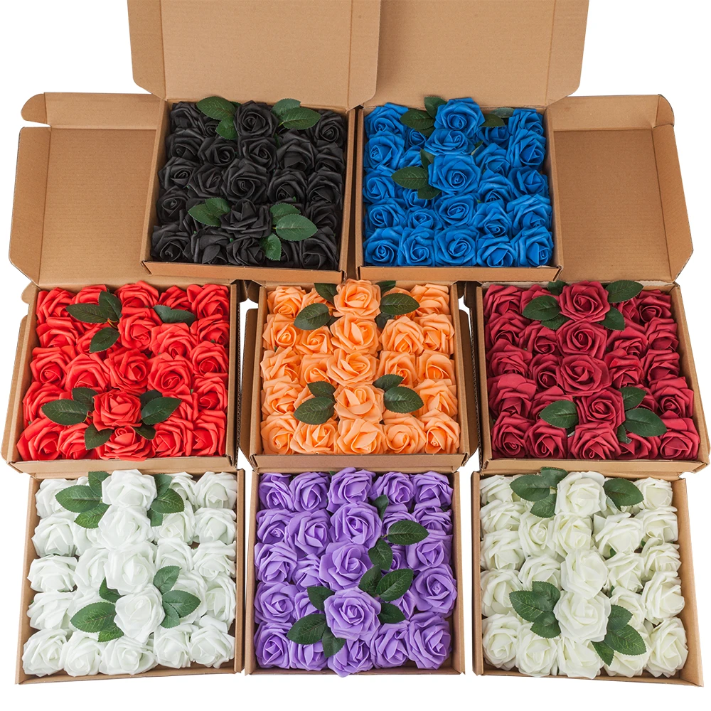 

25pcs PE Foam Rose Flower White 190823209