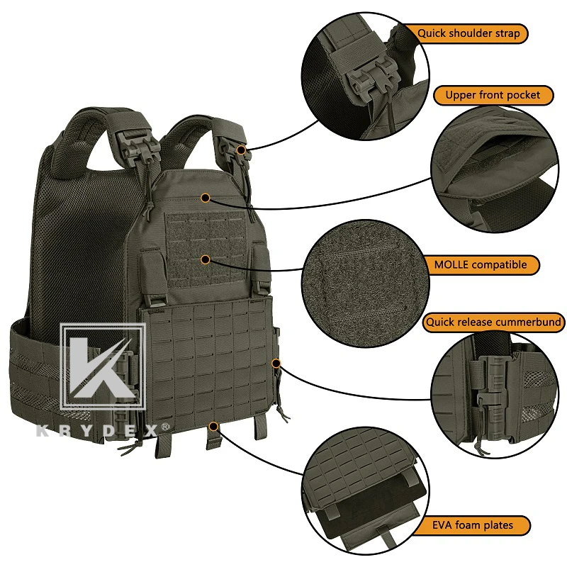 Тактический жилет с лазерной резкой KRYDEX + комплект передней панели быстросъемной
