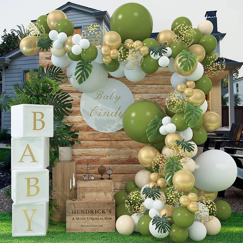 

133 Pcs Olive Green Latex Birthday Balloons Decoration For Baby Shower Party Garland Arch Kit Christmas Wedding Decors