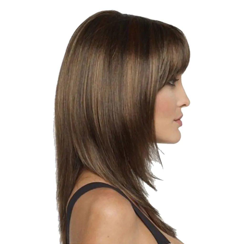 

Wig Gradient Brown Synthetic Synthetic Kinky Long Straight Layered Hairstyle Short Mix Colors Full Wigs Party Hair Wigs