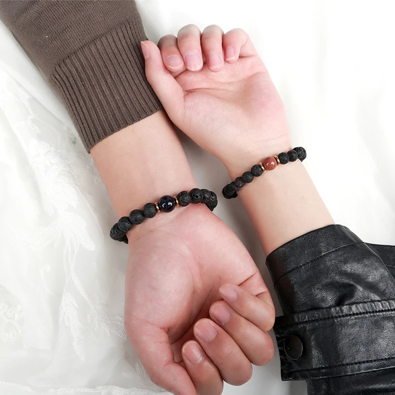 Браслеты с лавовыми бусинами из натурального камня и вулкана Исцеляющие лавы 8 мм