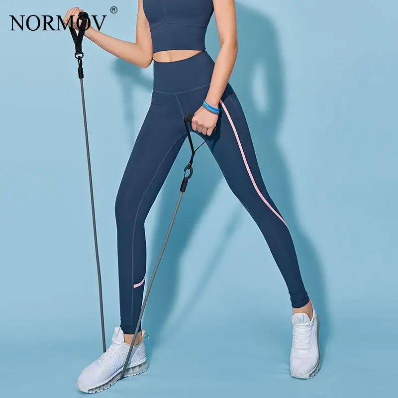 

NORMOV Fitness Leggings Women Push Up Elasticity Running Leggins High Waist Solid Color Sport Workout Legging Women