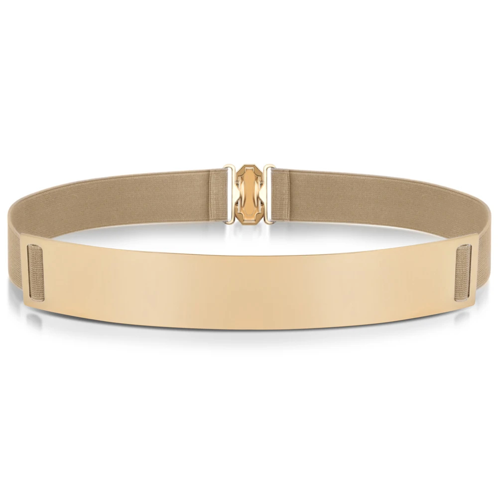 Новый Модный женский пояс эластичный зеркальный металлический блестящий