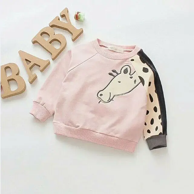 Хлопковая футболка с жирафом для маленьких мальчиков и девочек топ свитер