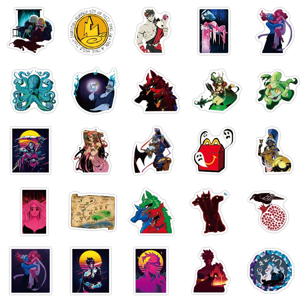 

50PCs Game Hades Graffiti Stickers Waterproof Creative Luggage Notepad Skateboard Car Stickers Toys