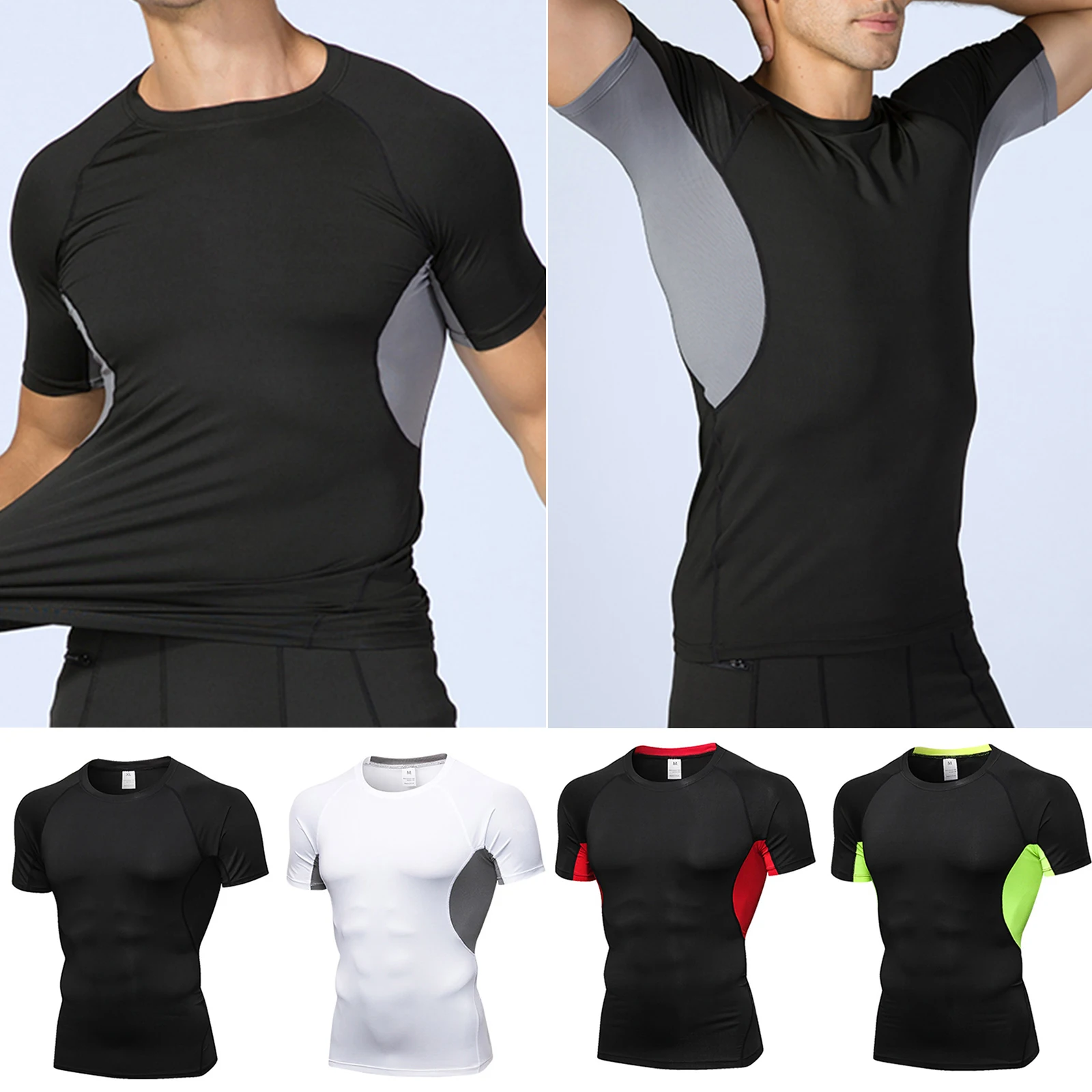 

Mens Gym Fitness Short Sleeves T-Shirt Summer Training Running Casual Under Base Layer Compression Tee Shirts Tops Sweatshirts