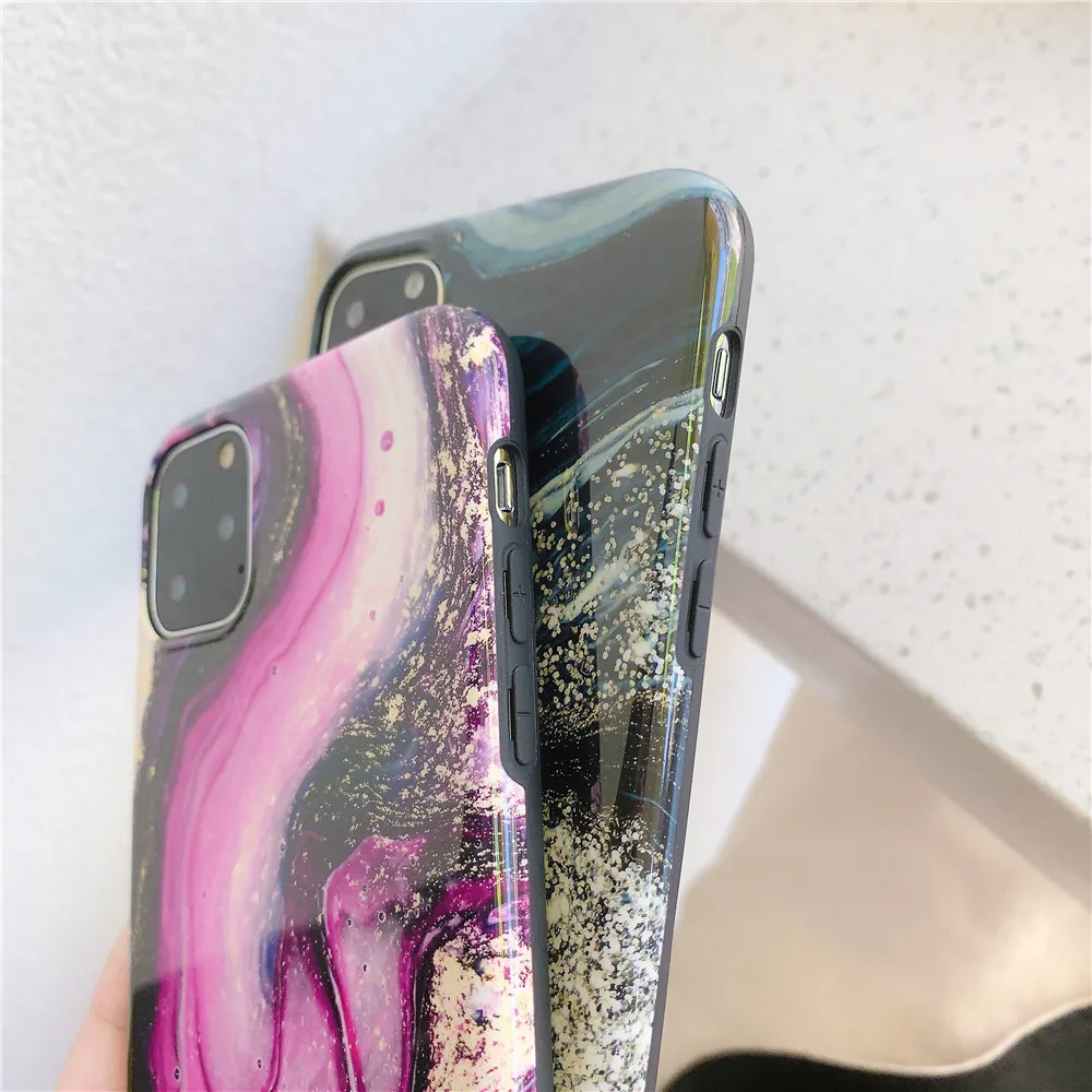 Глянцевый чехол ELALA с кристаллами и мрамором для iPhone 11Pro XR XS Max iphone X 7 6s 8Plus