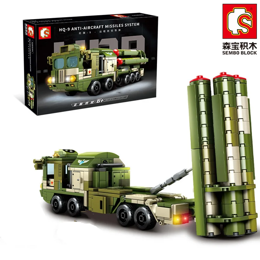 

SEMBO 420PCS+ Air Defense Missile System Vehicle Building Blocks China Military HQ-9 Anti-Aircraft MMissile Model Boy Bricks Toy