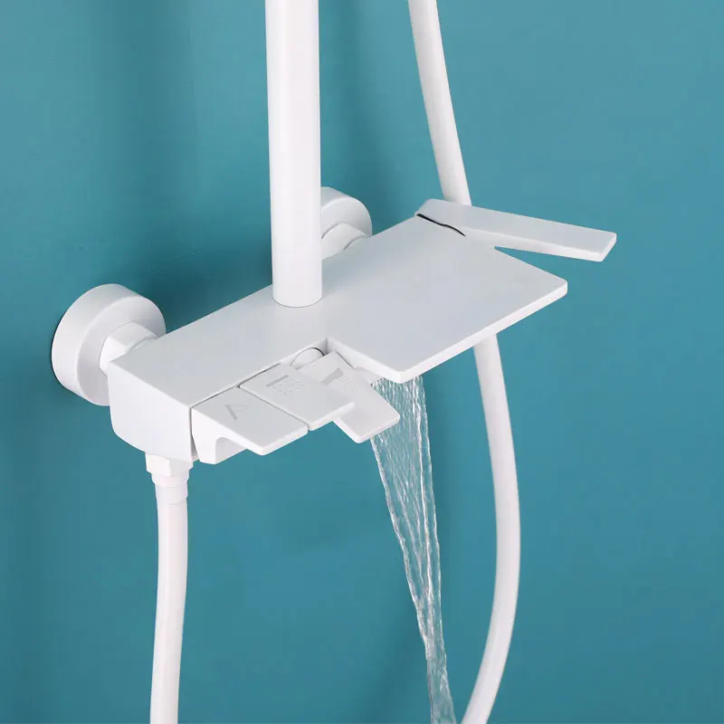 Белый душевой набор в стиле пианино смеситель для душа ванной белый роскошный