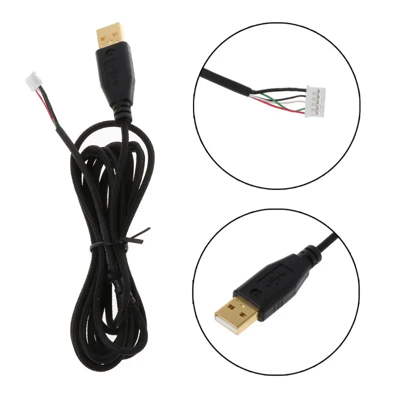 

Gold Plated Durable Nylon Braided Line USB Mouse Cable Replacement Wire for razer Deathadder 2013 6400DPI Gaming Mouse U4LD