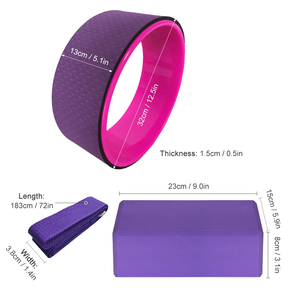 

Yoga Equipment Set Yoga BlockYoga Wheel Cotton Stretching Strap Stability EVA Blocks Yoga Pilates Meditation Exercise Set