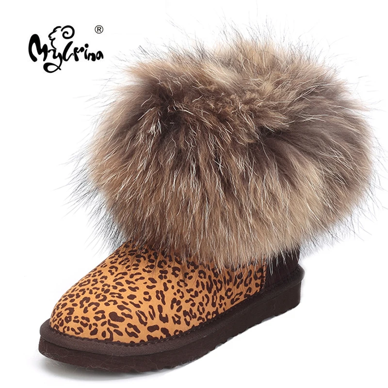 

Australia classic women Genuine Sheepskin Leather Fox Fur Women Short Winter boots for Women Ankle Snow Boots Keep Warm Shoes