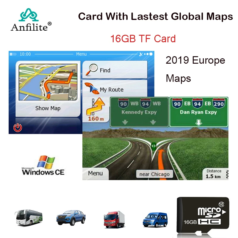Карта Micro SD на 16 ГБ для WinCE Автомобильная GPS навигация с программным обеспечением