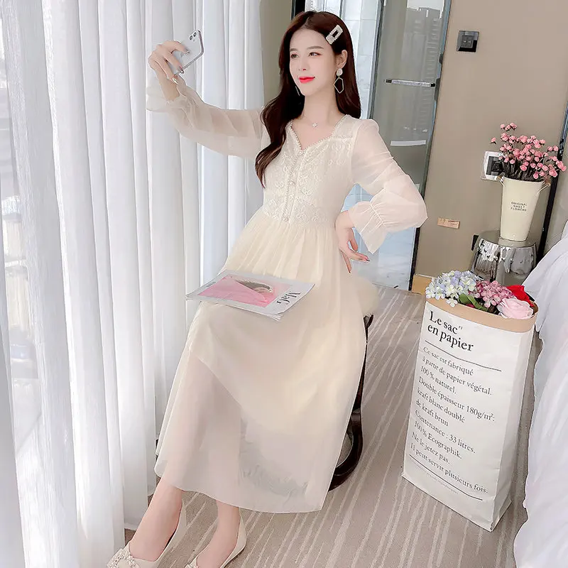 

Повседневные женские весенне-летние платья, модное элегантное винтажное дамское офисное платье мини в Корейском стиле с V-образным вырезом ...