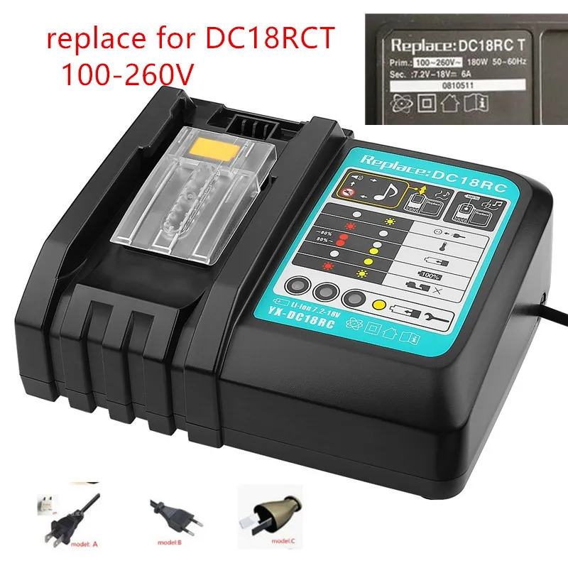 MAKITA Зарядное устройство 14,4-18 V для BL1830B BL1840B BL1850B BL1860B Зарядное устройство DC18RCT DC18SD DC18RC