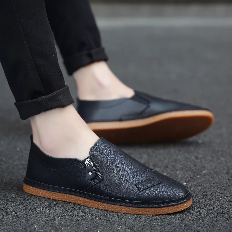 8809 black Новинка года; сезон весна; модные мужские лоферы; цвет красный, белый, черный; кожаная мужская повседневная обувь; дышащая обувь ручной работы на плоской подошве; мужские кроссовки - Цвет: 8809 black