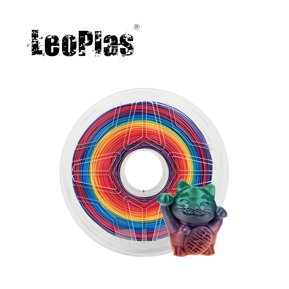 

LeoPlas 1.75mm Multicolor Gradient Rainbow PLA Filament 1kg For 3D Printer Pen Consumables Printing Supplies Plastic Material