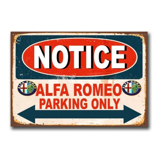 Значок Alfa Romeo только парковка жестяной знак художественное настенное украшение
