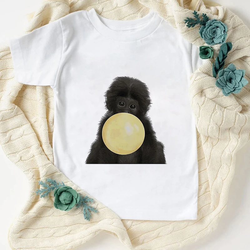 Panda de nuevo gracioso chicas Kawaii ropa Streetwear ni&ntilde;os camisas cuello redondo Ni&ntilde;a Tops Casual de dibujos animados ni&ntilde;os camiseta de moda-3