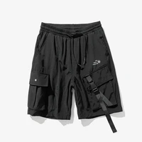 2020 men hip hop short streetwear harajuku cargo shorts pockets ribbon knee length shorts homme