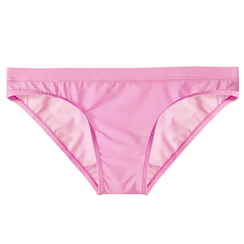 Men Underwear Ice Silk Solid Color Briefs Sexy Transparent Silky Quick Dry U Bulge Pouch Panties Low Waist Male Underpants Cueca
