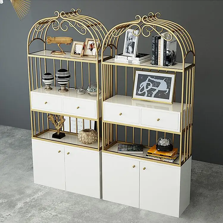 

Nordic Minimalist Cosmetics Shelf Light Luxury Bookshelf Combination Shelf Nail Beauty Shop Living Room Decoration Display Stand