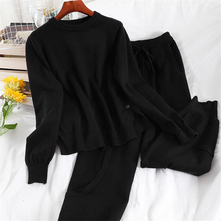 

Women Sweater Two Piece knitted Pant Sets Casual Tracksuit 2020 Spring Autumn Fashion Sweatshirts Sporting Suit Female