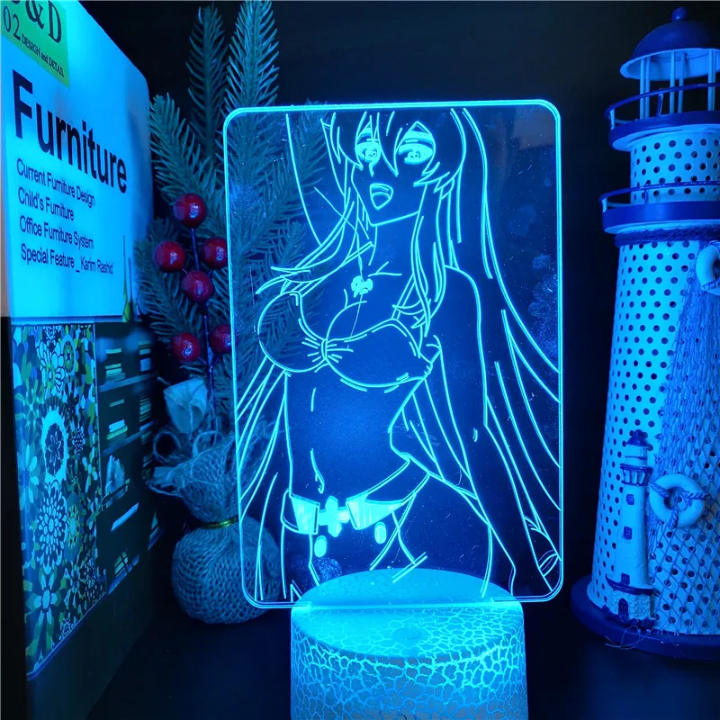

Akame Ga Kill Esdeath светодиодный ночник, аниме акриловый 3D светильник для спальни, декор, светильник Ник, прикроватная лампа манга, подарок