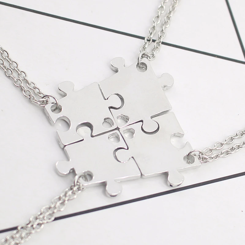 Романтическая Золотая Серебряная подвеска с надписью Best Friends Forever Necklacs Jigsaw Puzzle Bff