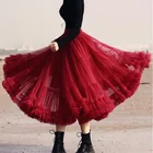 Элегантные Очаровательные бордовые юбки из тюля длиной до щиколотки для женщин с эластичной талией Пышная юбка-пачка для женщин и взрослых Saias на заказ
