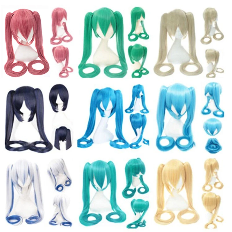 2020 parrucca Cosplay Anime parrucca Miku Rock Shooter Senbon Zakura giallo blu capelli sintetici per ragazze accessori per feste