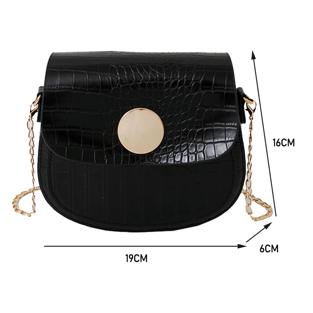 

Fashion Women Alligator Printed Shoulder Purse Portable PU Leather Curved Messenger Bag Female Casual Solid Color Travel Handbag