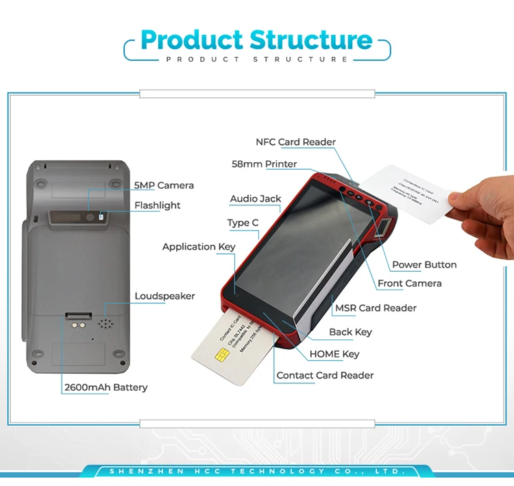 Портативный POS терминал сенсорный экран Android терминал/машина 7 EMV PCI сканер штрих