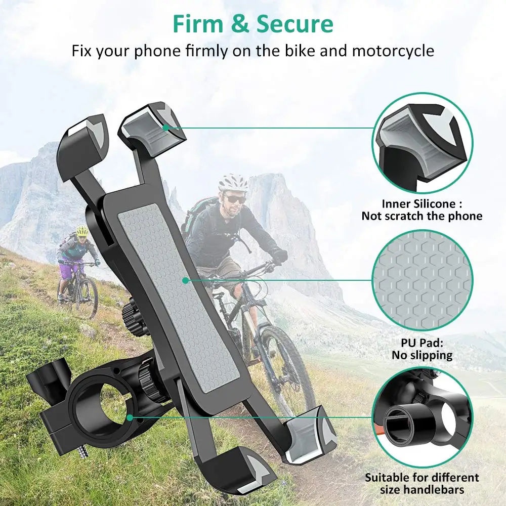 Bicycle Phone Holder Motorcycle Handlebar Cell Phone Mount Strolle Bike Phone Holder Stand for Samsung S10 S9 S8 iPhone X Xiaomi