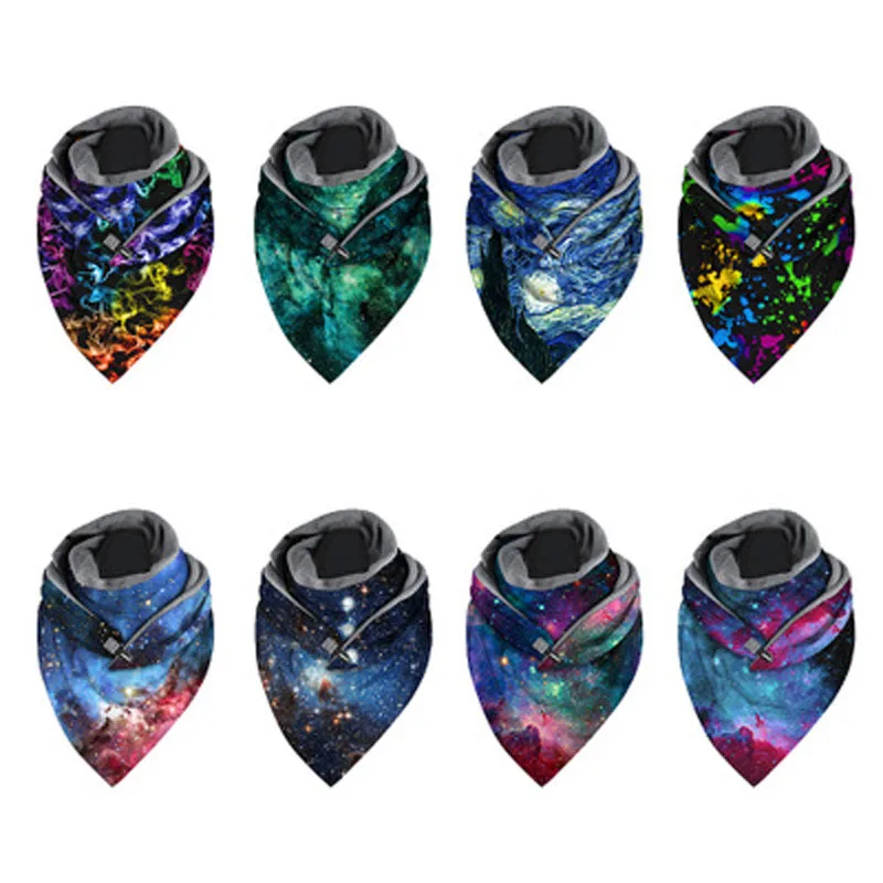 Шарф унисекс с 3D Цифровым принтом звездного неба теплый зимний флисовый