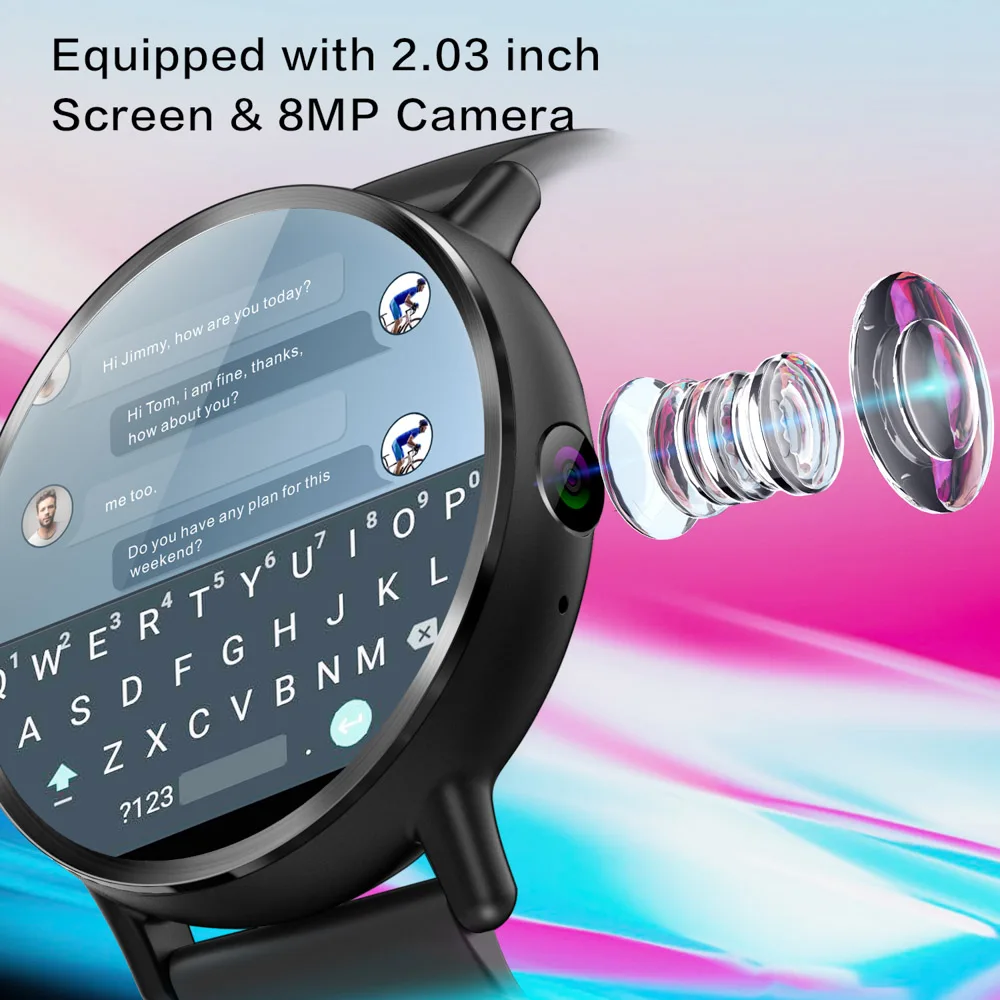 

DM19 Smartwatch Android 7.1 LTE 4G WIFI 2.03 Inch 8MP Camera 900mAh GPS Heart Rate GPS Maps Smart Watch IP67 Waterproof Clock