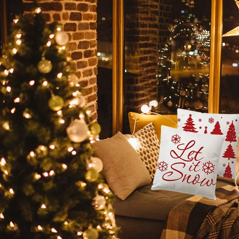 

Christmas Decorations Pillow Covers, Home Decor Linen Throw Pillow Cases Farmhouse Home Bedroom Decorative