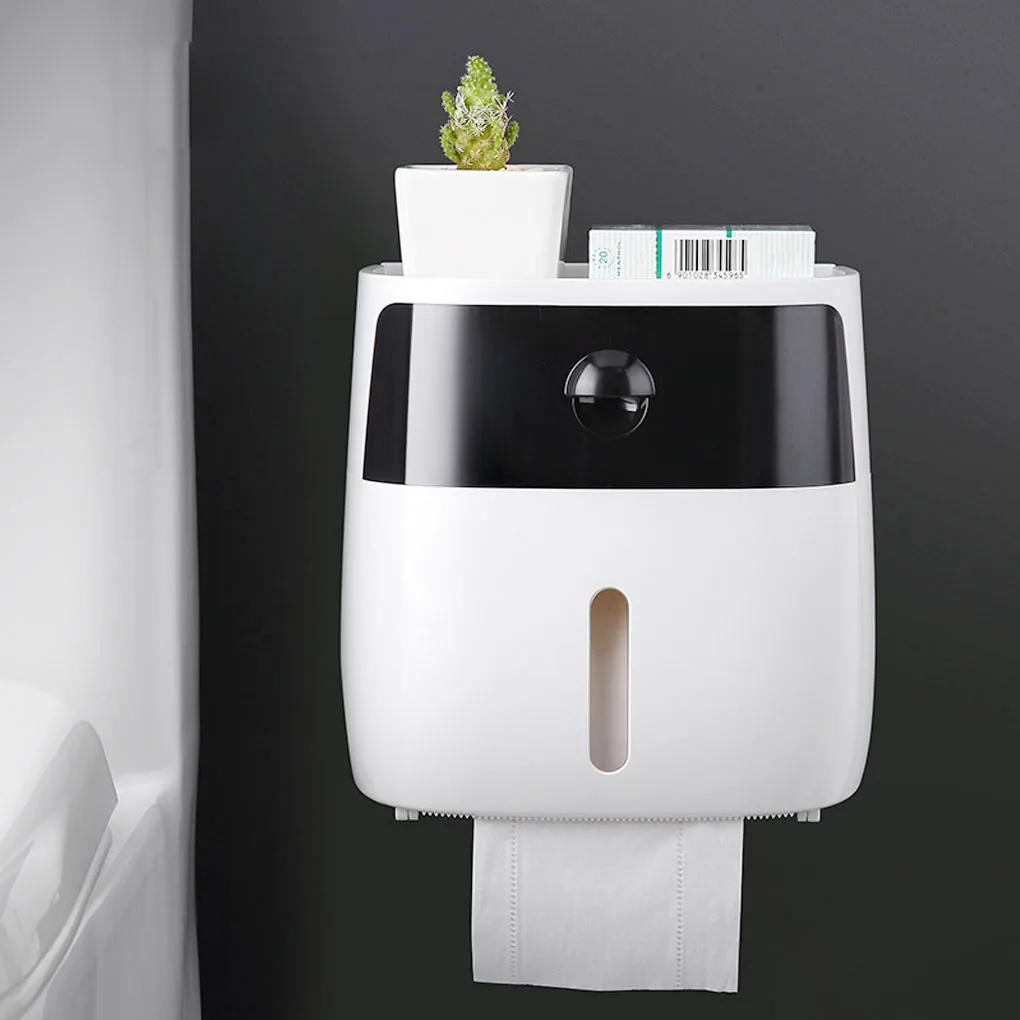 

Plastic toilet paper holder bathroom double paper tissue box wall mounted paper shelf storage box toilet dispenser