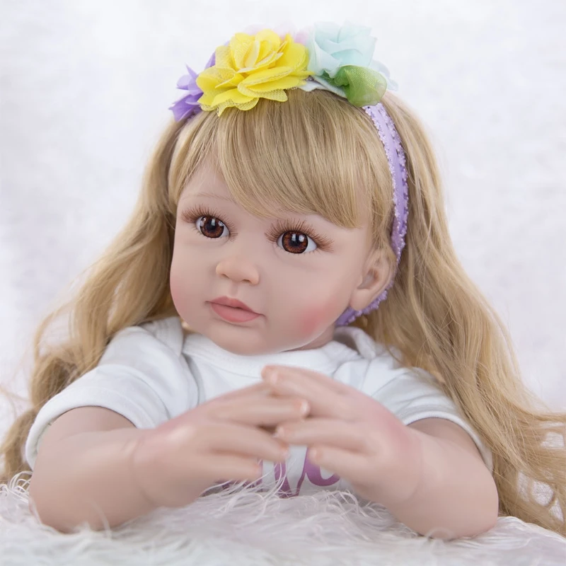 

24In Looking Lifelike Realistic Baby Long Hair Newborn Care Easy Open Eyes Toy for Children and the Elderly