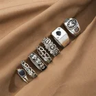 Набор колец в стиле панк в стиле ретро, золотого, серебряного цвета, животных, змеи, для женщин, готический черный квадрат, цепочка с бабочками, ювелирные изделия