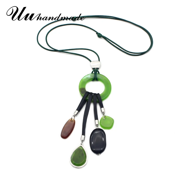 Длинный кожаный шнур ремень круглые акриловые обручи бусины|jewelry choker|choker fashionfashion