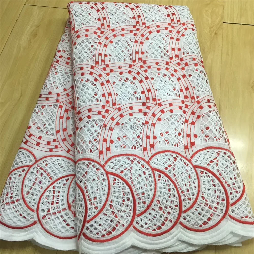 Белая и золотая африканская сухая кружевная ткань Высококачественная хлопковая