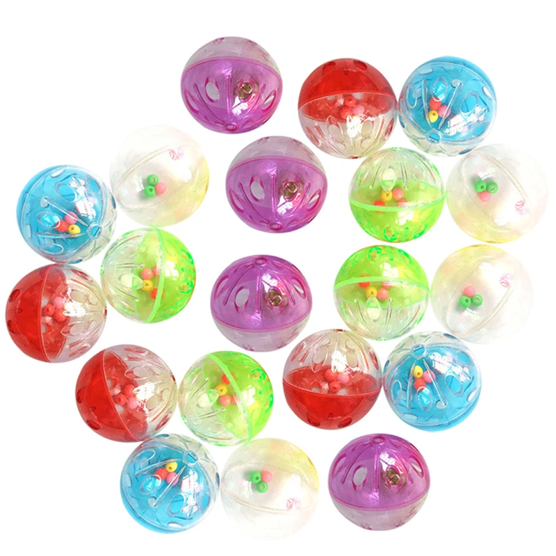 

20PC Cat Ball Toys Plastic Lightweight Colorful Kitten Bell Toy Kitten Chew Toys Chase Ball for Interactive Kitten Exercise Toy