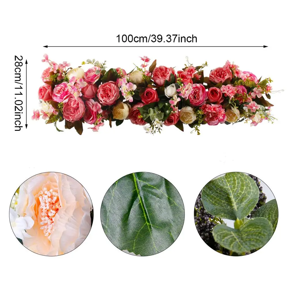 

FENGRISE 1M Silk Rose Peony Hydrangea Cited Artificial Flowers For Wedding Home Decoration Row Arch Door Fake Flowers Garland
