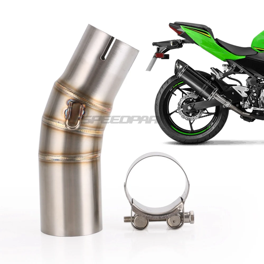 

Motorcycle Exhaust Middle 51mm Link Pipe Stainless Steel Tube Street Racing Bike For Kawasaki Ninja 400 Z400 2018 2019 Years