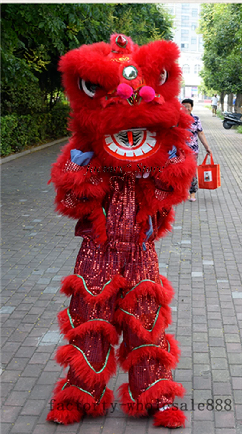 Традиционный костюм талисмана из меха льва для танцев чистая шерсть Южная одного