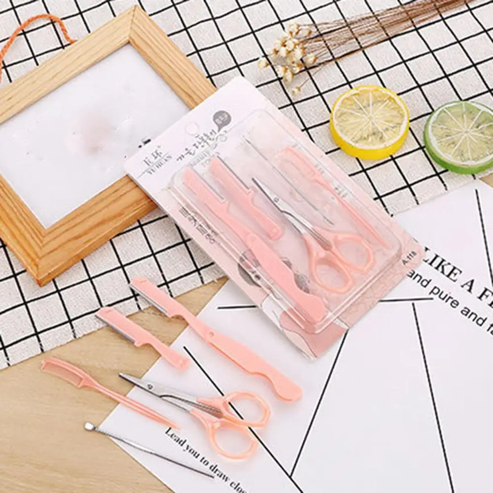 5 шт./компл. Профессиональный складной Бритва для бровей Набор щетка шерсти